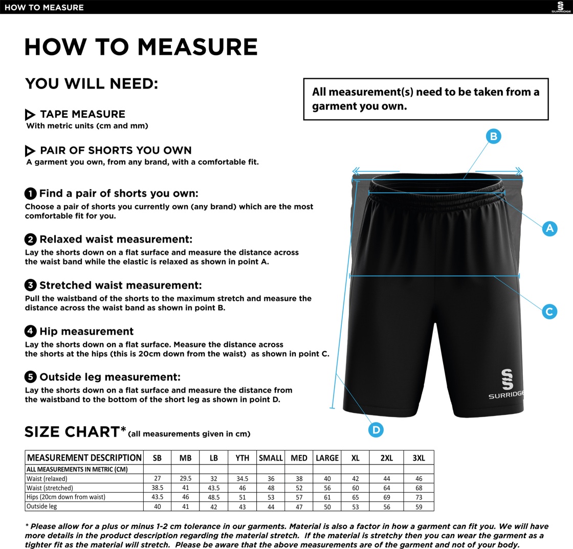 Shalford CC - Ripstop Short - Size Guide